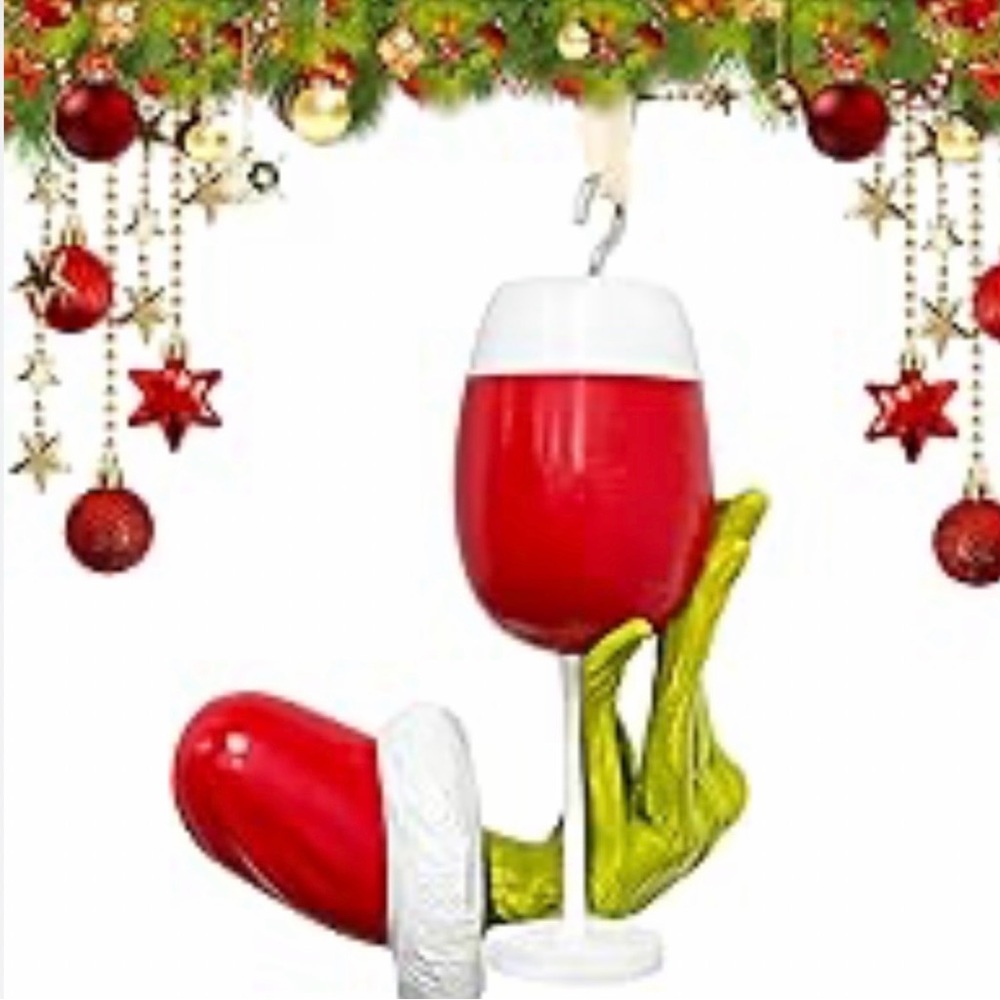 FESTIVE 3D GRINCH HAND HOLDING WINE CUP ORNAMENT